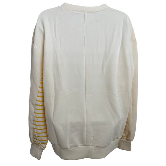 Women Sweater Pullover Top Yellow Striped Long Sleeve Size Small Polyester - Picture 4 of 7